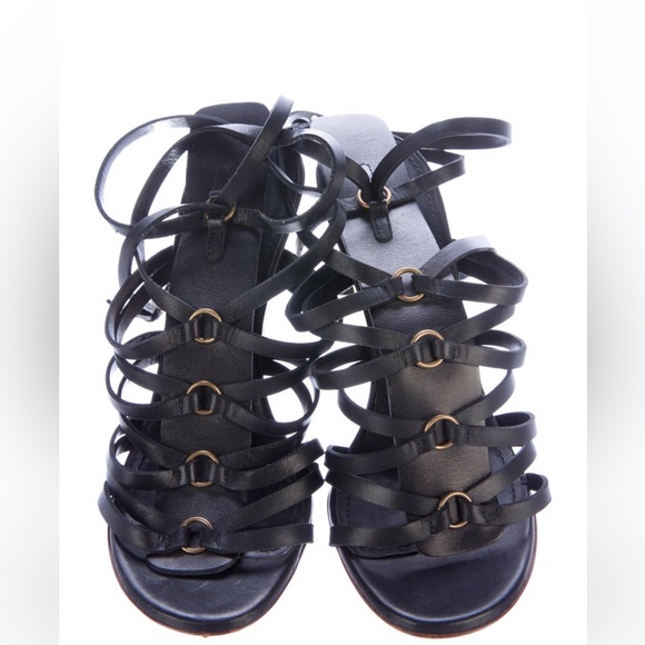 Yves Saint Laurent wedge sandals -Black - Picture 3 of 12